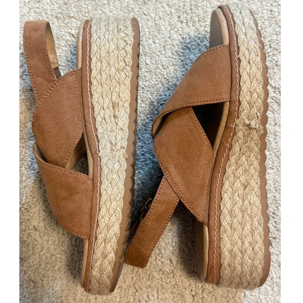 Dr. Scholl's Platform Sandals Womens 7 Good Espadrille Jute Slingback Buckle
